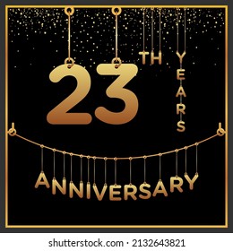 23th years anniversary, vector design for anniversary celebration with gold color on black background, simple and luxury design. logo vector template