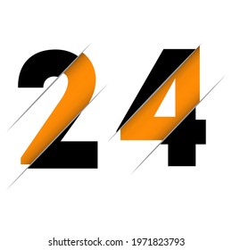 24 2 4 Number Logo Design with a Creative Cut and Black Circle Background. Creative logo design.