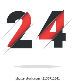 24 2 4 Number Logo Design with a Creative Cut and Black Circle Background. Creative logo design.