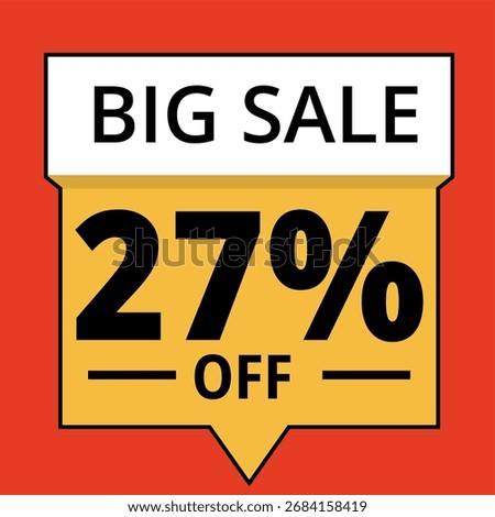 24%, 25%, 26%, 27%, and 28%. Yellow sale banner on a red background, ideal for limited-time discounts and holidays. - Twenty-four, twenty-five, twenty-six, twenty-seven, and twenty-eight percent off.