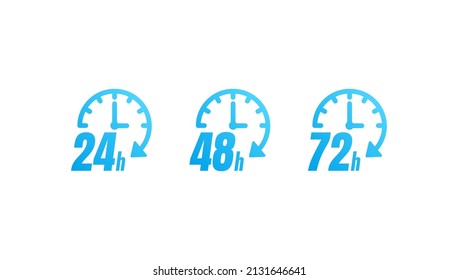 24, 48 And 72 Hours Countdown Stopwatch Color Vector Icon Set