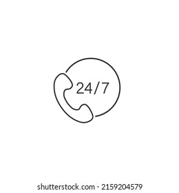 24 7 call center support vector line icon flat sign