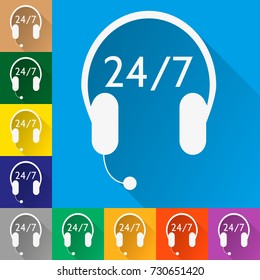 24 7 call center support vector icon. Vector illustration