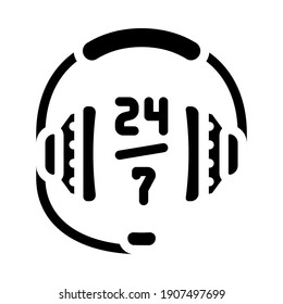 24 7 call center work glyph icon vector. 24 7 call center work sign. isolated contour symbol black illustration
