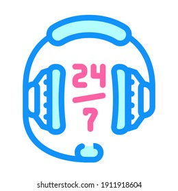 24 7 call center work color icon vector. 24 7 call center work sign. isolated symbol illustration