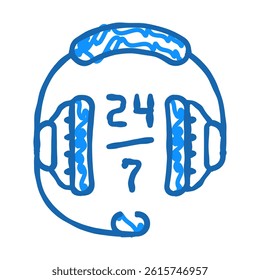 24 7 call center work doodle icon sketch vector. 24 7 call center work sign. isolated symbol illustration