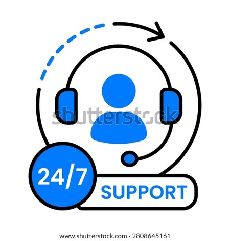 24 7 Customer Support Call Center Assistance Services Concept Icon Illustration