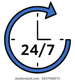 24 - 7 Centro de servicio de Asistencia al cliente Diseño de Plantilla de Ilustración vectorial de color plano