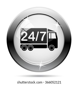 24 7 delivery truck icon. Internet button on white background. EPS10 vector.
