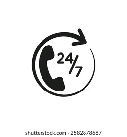 24 7 Emergency call services icon Symbol mark in Outline style