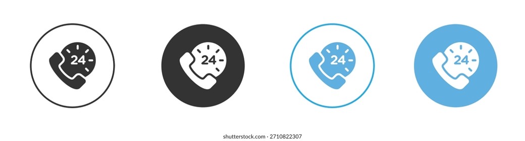 24 7 Icono de servicios de llamadas de emergencia. Plantilla de diseño de iconos gráficos
