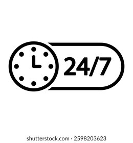 24 7  hours  -  vector icon service symbol 