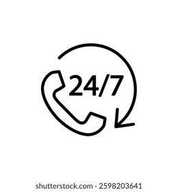 24 7  hours  -  vector icon service symbol 