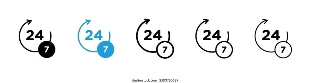 24 7 icon in black and blue colors
