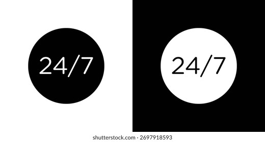 24 7 icon concept. silhouette icon.