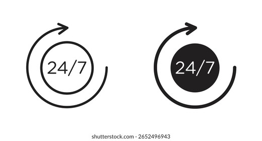 24 7 iconos Ilustraciones de diseño. iconos web editables