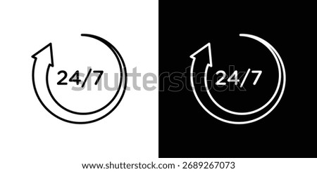 24 7 icon. Editable stroke. Icon for web.