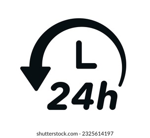 24 7 Symbol. Der 24-Stunden-Service ist rund um die Uhr, 7 Tage die Woche, geöffnet. Einfache Illustration von 24-7 Elementen, kann in Logo, i und Web Design verwendet werden. 24-7 Service-Konzept. Vektorgrafik.