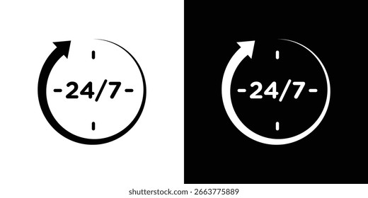 24 7 icon illustration in flat style. icon template color editable.