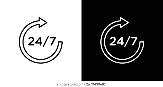 24 7 icon line for web, mobile and infographics.