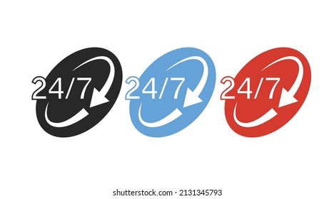 24 7 Conjunto de iconos o logotipos. conjunto plano editable de 24 7 iconos