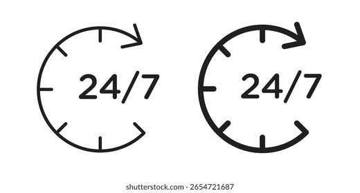 24 7 icon. modern vector symbols set