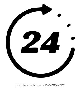 24-7-Symbol auf weißem Hintergrund, Vektorgrafik.