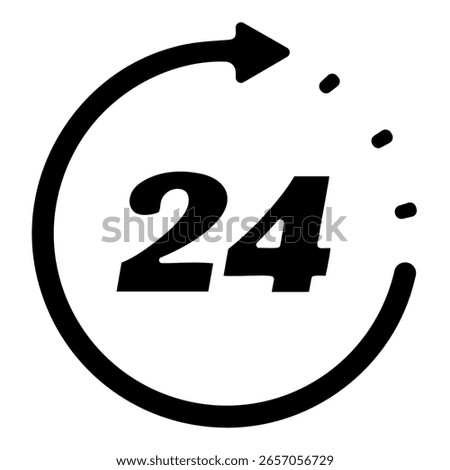 24 7 icon on white background, vector illustration.
