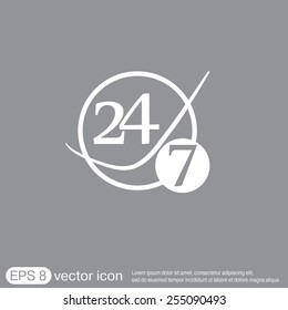 24 7 icon. open 24 hours a day and 7 days a week icons