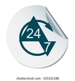 24 7 icon. open 24 hours a day and 7 days a week icons