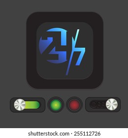 24 7 icon. open 24 hours a day and 7 days a week icons