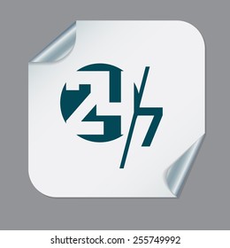 24 7 icon. open 24 hours a day and 7 days a week icons