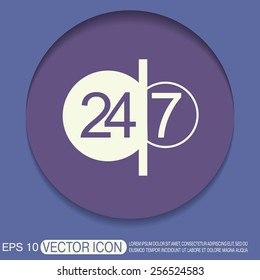24 7 icon. open 24 hours a day and 7 days a week icons