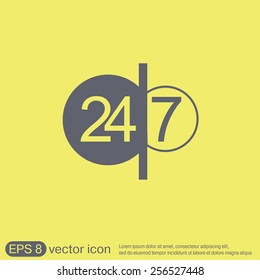 24 7 icon. open 24 hours a day and 7 days a week icons