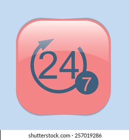24 7 icon. open 24 hours a day and 7 days a week icons