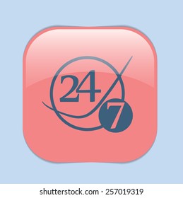 24 7 icon. open 24 hours a day and 7 days a week icons