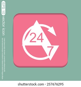 24 7 icon. open 24 hours a day and 7 days a week icons