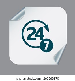 24 7 icon. open 24 hours a day and 7 days a week icons