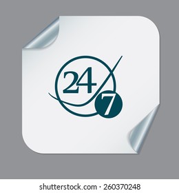 24 7 icon. open 24 hours a day and 7 days a week icons