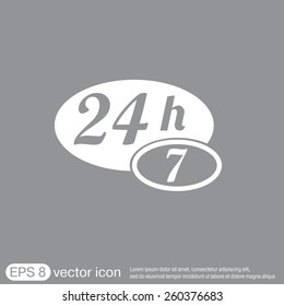 24 7 icon. open 24 hours a day and 7 days a week icons