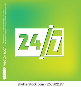 24 7 icon. open 24 hours a day and 7 days a week icons
