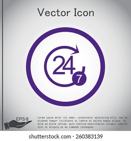 24 7 icon. open 24 hours a day and 7 days a week icons