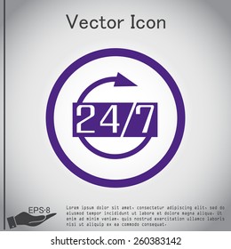 24 7 icon. open 24 hours a day and 7 days a week icons 24/7