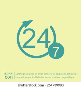 24 7 icon. open 24 hours a day and 7 days a week icons