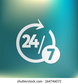 24 7 icon. open 24 hours a day and 7 days a week icons
