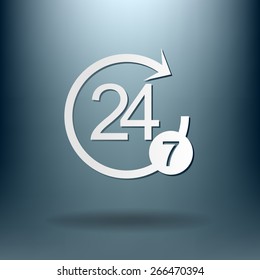 24 7 icon. open 24 hours a day and 7 days a week icons 24/7