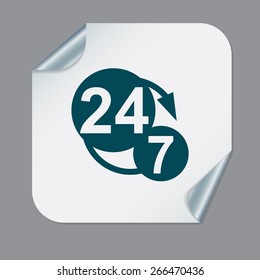 24 7 icon. open 24 hours a day and 7 days a week icons