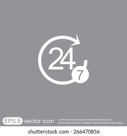 24 7 icon. open 24 hours a day and 7 days a week icons