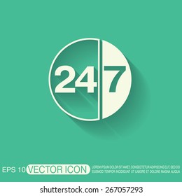 24 7 icon. open 24 hours a day and 7 days a week icons 24/7