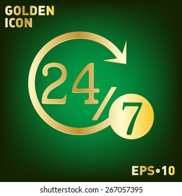 24 7 icon. open 24 hours a day and 7 days a week icons